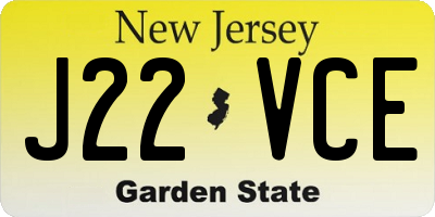 NJ license plate J22VCE