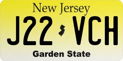 NJ license plate J22VCH