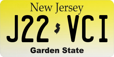 NJ license plate J22VCI