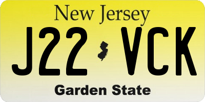 NJ license plate J22VCK