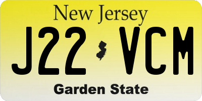 NJ license plate J22VCM