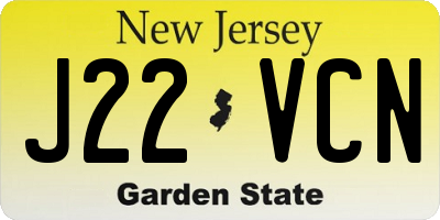 NJ license plate J22VCN