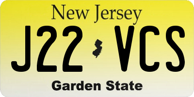 NJ license plate J22VCS