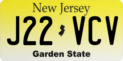 NJ license plate J22VCV