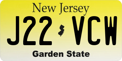 NJ license plate J22VCW