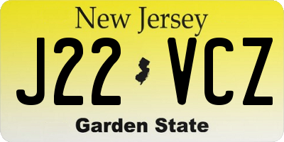 NJ license plate J22VCZ