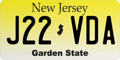 NJ license plate J22VDA