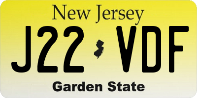NJ license plate J22VDF