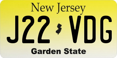 NJ license plate J22VDG