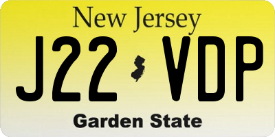 NJ license plate J22VDP