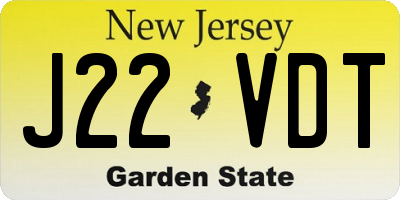 NJ license plate J22VDT