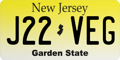NJ license plate J22VEG
