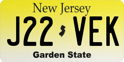 NJ license plate J22VEK
