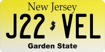 NJ license plate J22VEL