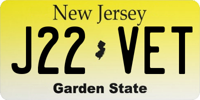 NJ license plate J22VET