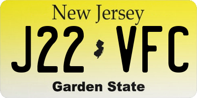 NJ license plate J22VFC