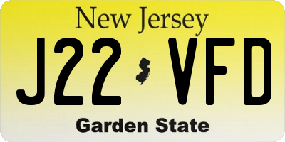 NJ license plate J22VFD