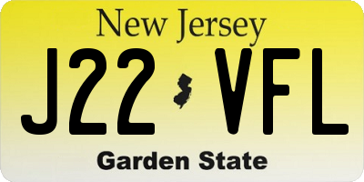 NJ license plate J22VFL