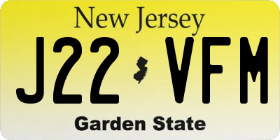 NJ license plate J22VFM