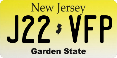 NJ license plate J22VFP