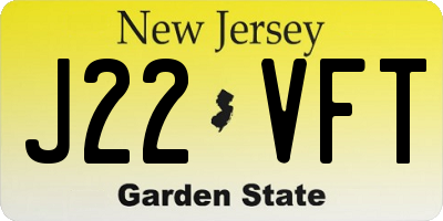 NJ license plate J22VFT