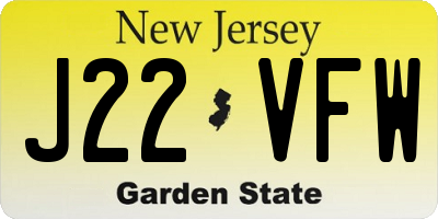 NJ license plate J22VFW