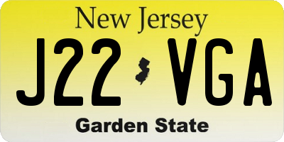 NJ license plate J22VGA