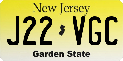 NJ license plate J22VGC
