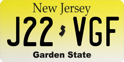 NJ license plate J22VGF