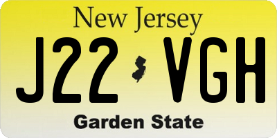 NJ license plate J22VGH