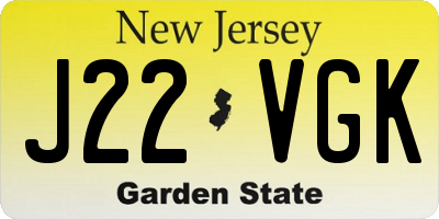 NJ license plate J22VGK