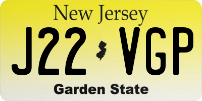 NJ license plate J22VGP