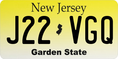 NJ license plate J22VGQ