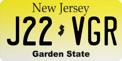 NJ license plate J22VGR