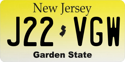 NJ license plate J22VGW