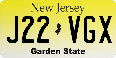 NJ license plate J22VGX