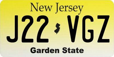 NJ license plate J22VGZ
