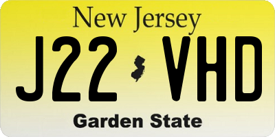 NJ license plate J22VHD