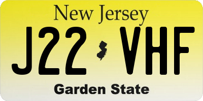 NJ license plate J22VHF