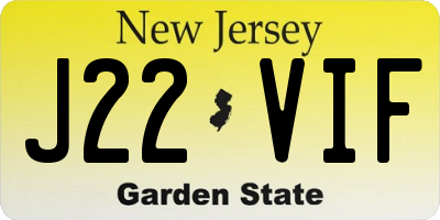 NJ license plate J22VIF