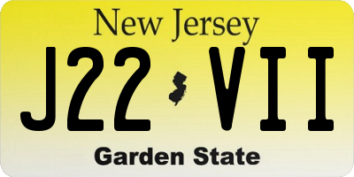 NJ license plate J22VII