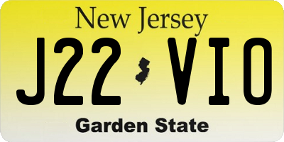 NJ license plate J22VIO