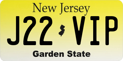 NJ license plate J22VIP