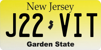 NJ license plate J22VIT