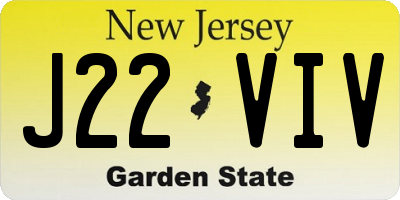 NJ license plate J22VIV