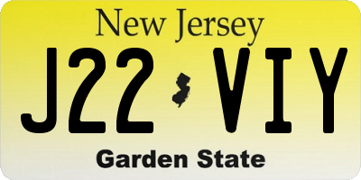 NJ license plate J22VIY