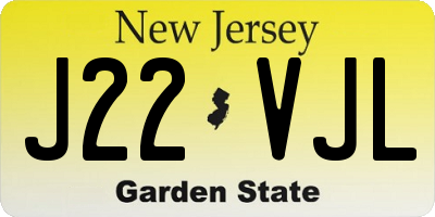 NJ license plate J22VJL