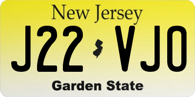 NJ license plate J22VJO