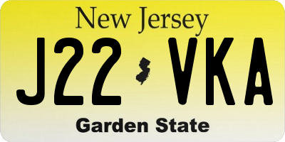 NJ license plate J22VKA