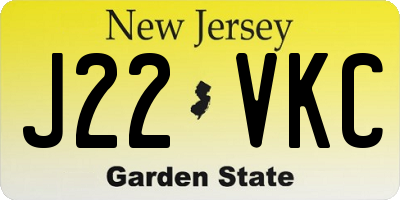NJ license plate J22VKC